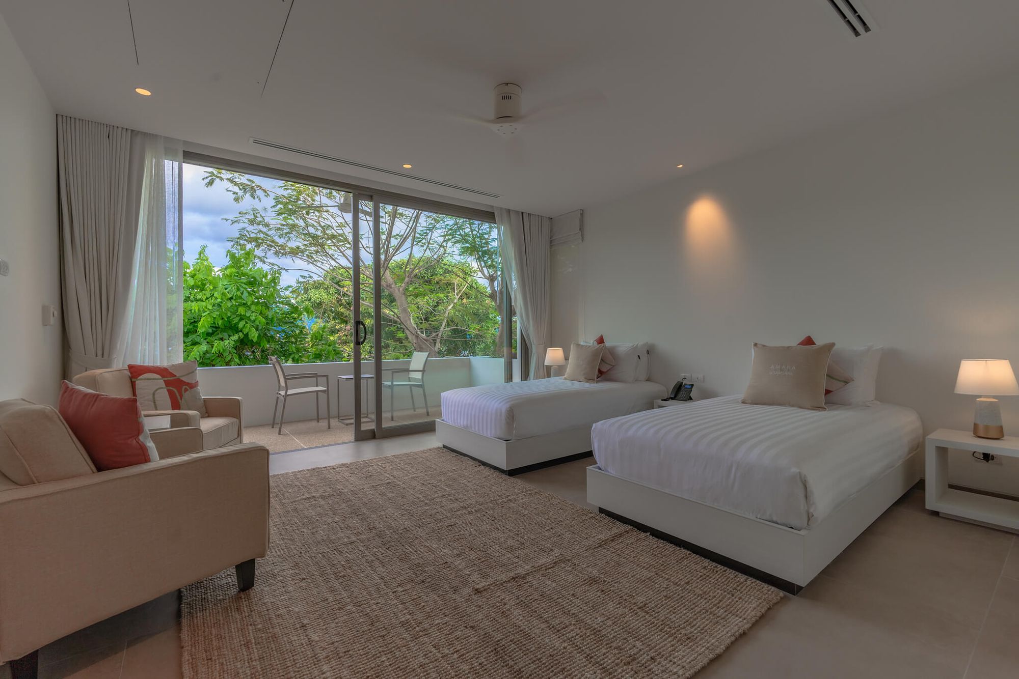 Twin beds in Bedroom Five.